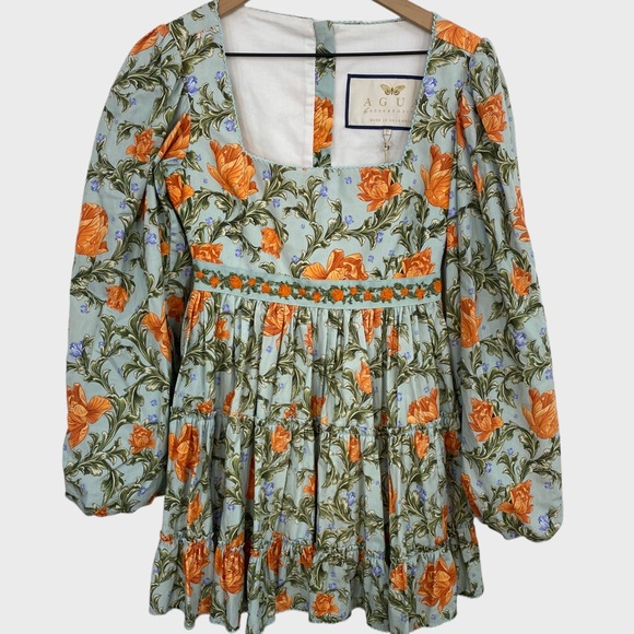 Agua Bendita Avenia Peonia Floral Cotton Mini Dress NWT Size XS - Picture 13 of 13